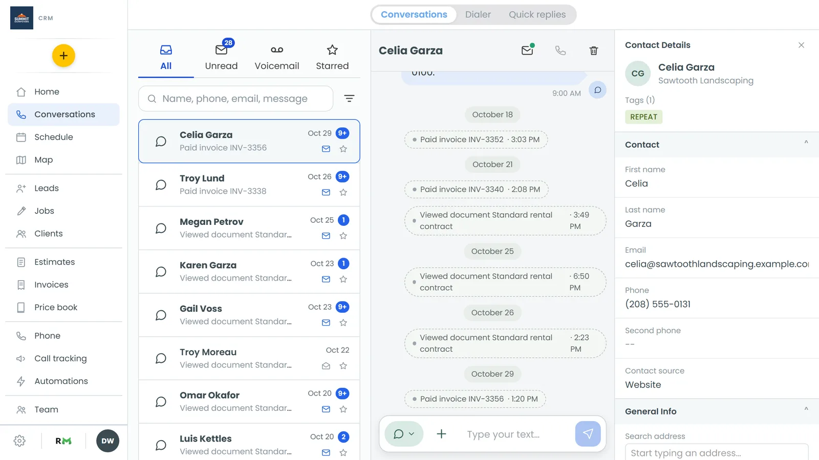 The Voicemail tab in Conversations